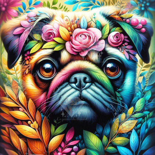 PREORDER - Pug Petals - 70 x 70 cm